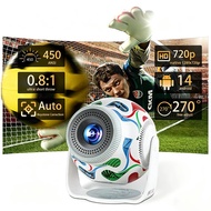 Android14 Smart Projector 450 ANSI 720P 8K Video Decode Auto Focus Portable Outdoor Movie Projector 
