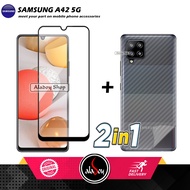 Tempered Glass + Skin Carbon Film 3D Samsung A42 5G PACKAGE