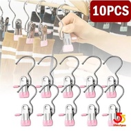 10pcs Premium Stainless Steel Clothespins with Hook Laundry Clothes Pegs for Hanging Clothes Pants Hanger Tongs Clip Hook Clip -55