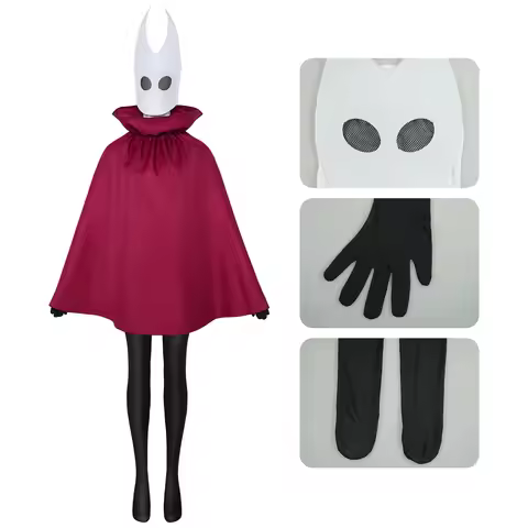 Hollow Knight Cloak Silksong Hornet Cosplay Costumes Red Cape White Mask Women Halloween Cosplay Kni