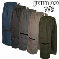 Celana Pria Jumbo bapak bapak Mistak Komprang 7/8 Saku Resleting Katun