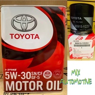 COMBO PACKAGE Toyota 5W-30 Synthetic SN GF-5 Engine Oil 4L FOC OIL FILTER 