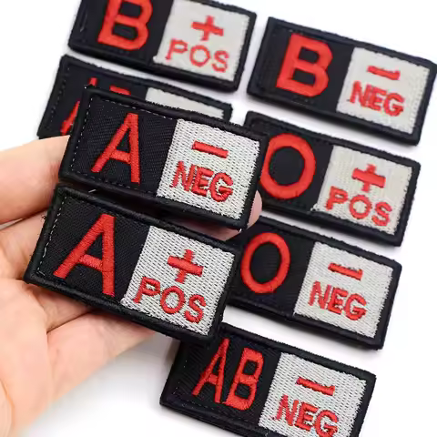 1Pc Positive Negative A B O Blood Type Patches Military Patch for Backpack Embroidery Patches Hook &