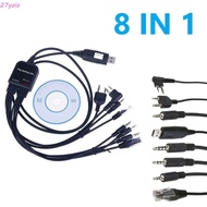YOLO 8 in 1 USB Programming Cable, ABS USB K-type 8 in 1 Walkie Talkie Connector Wire, Computer FM L