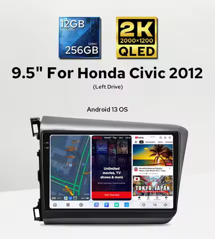 New Arrival 9.5 Inch CarPlay Car Stereo Head Unit 2000*1200 12GB+256GB For Honda Civic 2012 Keep Ste