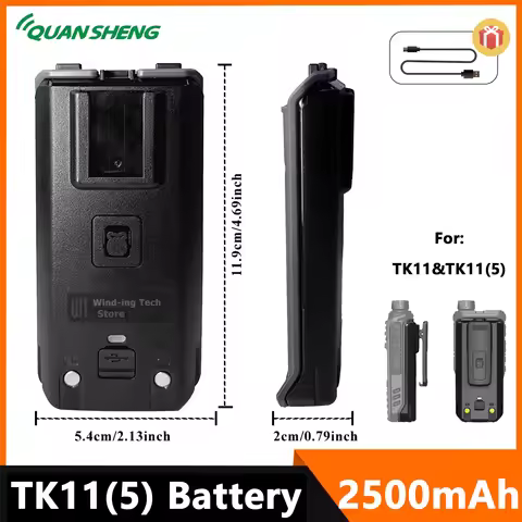 Quansheng TK11(5) Radio Battery Back Clip Set 2500mAh Type-C Charging Jack For Quansheng TK115 Batte