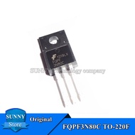 10Pcs FQPF3N80C TO-220F 3N80C 3N80 TO220F 3A/800V MOSFET N-channel Ordinary and New
