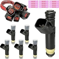 6Pcs Fuel Injectors with Connector Wiring Harness Compatible with Ford F-250 F-350 F-450 F-550 F-650