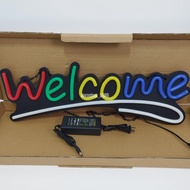 ป้ายไฟ WELCOME ป้ายไฟหน้าร้าน ป้ายไฟ Led ป้ายไฟนีออน ประหยัดไฟ ใช้ปลั๊กไฟ บ้าน เพิ่มเอกลักษณ์สีสัน ส