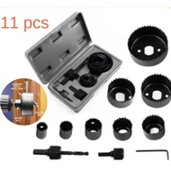 Tebuk Kayu/Plastik 11pcs Hole Saw Set Drill Bit 19mm ( 3/4" ) ~ 64mm ( 2 1/2'' ) Cutter Core Shaft -