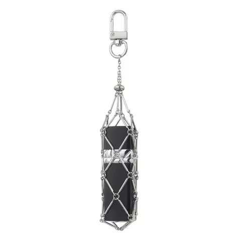 New Stainless Steel Lipstick Bag Keychain Interchangeable Silver Color Metal Net Pocket Lip Balm Bag