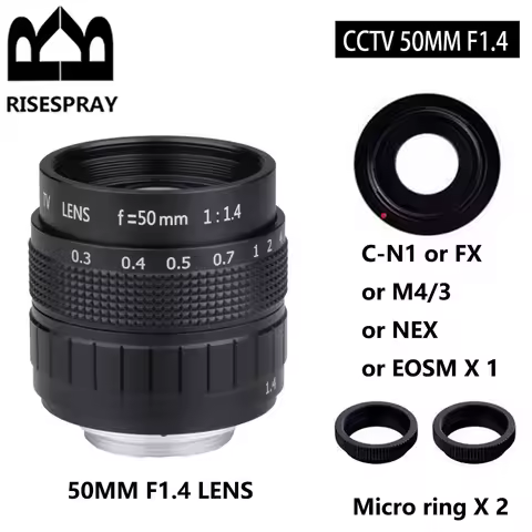 50mm F1.4 APS-C CCTV Lens+adapter ring+2 Macro Ring for sony Fuji NIKON1 Canon EOSM Olympus Panasoni