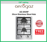 Aerogaz 30cm Stainless Steel Cooker Hob with 2 Burner AZ-262SF