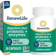 Renew Life Digestive Duo Probiotic and Enzymes Vegetarian Capsules, Probiotic Promotes Digestive Hea
