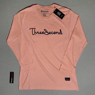 KAOS 3SECOND CEWEK FREE STIKER BAJU ATASAN T-SHIRT THREESECOND LENGAN PANJANG WANITA WARNA PEACH LON