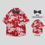 Best Man Clothes Brothers Clothes Short-Sleeved Flower Shirt Pants Men Wedding Brothers Clothes Phot