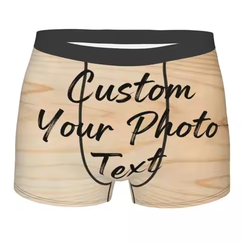 Custom Custom Your Photo Logo Text Underwear Men Print Boxer Shorts Panties Briefs Breathable Underp