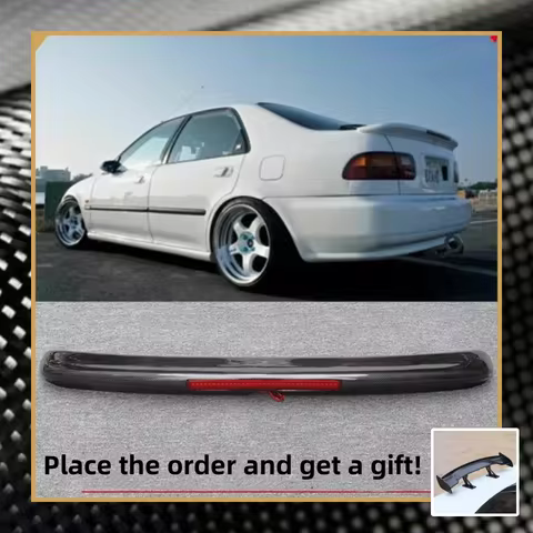 Rear Spoiler with Lamp For Honda civic 92-95 Carbon fiber Tail Wing Auto accessories