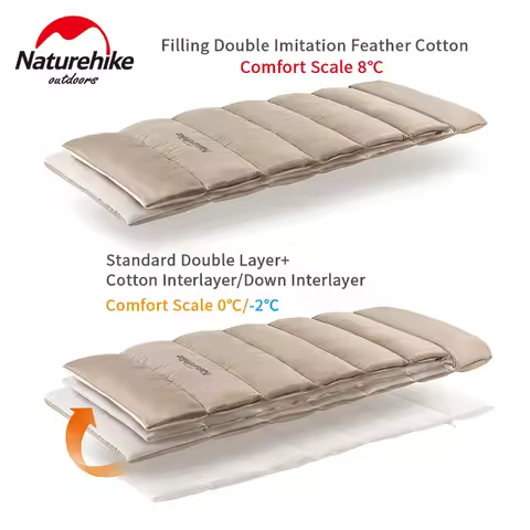 Naturehike Pure Cotton Sleeping Bag 1.6kg 300T Polyester Pongee Limit -5°C Warm Keeping Portable Cam