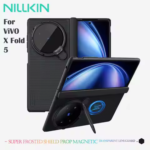 For Vivo X Fold 5 Magnetic Case, NILLKIN Frosted Shield, Camera Lens Stand, Hinge Cover, Textured Do