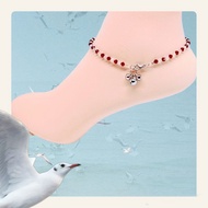 Custom made crystal anklet 4mm white and ruby red crystal. Length 10cm to 33cm to choose.