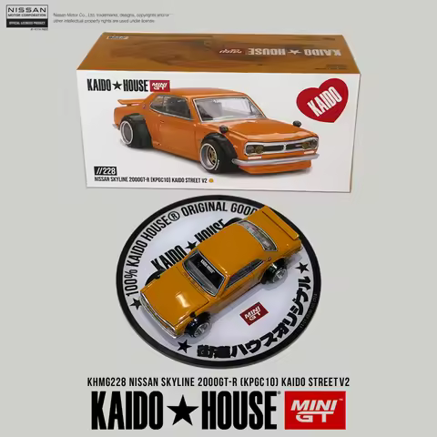 Kaido House In Stock 1:64 Skyline 2000GT-R KPGC10 Kaido Street V2 Gloss Yellow Widebody JDM Classic 