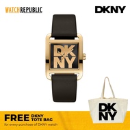 [FREE GIFT] DKNY City Maxi Black Leather Analog Quartz Watch For Women DK1L001L0025