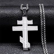 European American Cross-Border Russia Orthodox Cross Irregular Byzantine Stainless Steel Cross Neckl