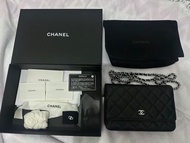 Chanel WOC荔枝皮 黑銀 Wallet on chain 99% new