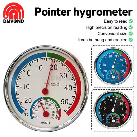 Mini Round Thermometer Mechanical Sensor Indoor Temperature Sensor Indoor Outdoor Pointer Celsius Th