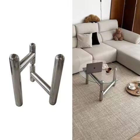 Bauhaus Stainless Steel Furniture Legs Minimalist Round Tube Support Frame for Coffee Table Metal B