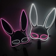 Party Mask LED Luminous Cold Light Half Face Rabbit Girl Mask Ball Party Performance EL Bar Bounce D