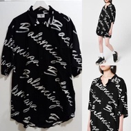 Kemeja Wanita Balenciaga Scribble Shirt Black Viscose Original