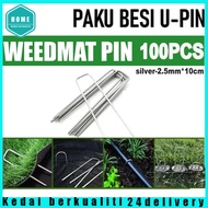 100PCS Galvanized U Pin for Artificial Grass Weedmat Lawn Metal Nails Mesh Pad U Nails