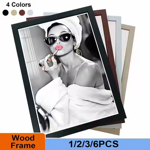 4 Colors A4 Picture Frame1/2/3/6PCS Wood Canvas Photo Frame 8x12inch Black White Brown Photo Frames 