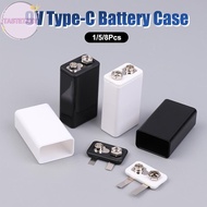 TEAY 1/5/8Pcs 9V Type-C Battery Case 6F22  Storage Box Square Battery Holder Portable Battery Clip C