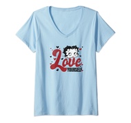 Betty Boop Valentine's Day Love Yourself Heart Pop Portrait V-Neck T-Shirt