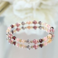 紅紋石 石榴石 冰種黑曜石 健康幸福好人緣 水晶手鍊。花的間奏曲