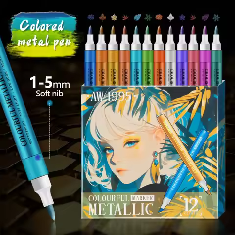 Metallic Acrylic Marker 12/8 Colors Permanent Marker Pen for Drawing DIY Crafts Paint Markers Art Su