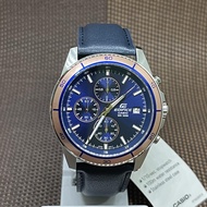 Casio Edifice EFR-526L-2A Standard Chronograph Men Blue Leather Strap Watch
