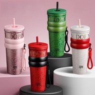 710ml Stainless Steel Tumbler Mug With Straw Lid Straw Drinking Glass/ Hot & Cold Mug/ -HZ 248