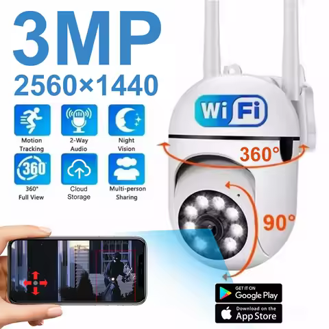 3MP WiFi Camera Home PTZ IP Camera Color Night Audio Wireless Surveillance Camera Auto Home Tracking