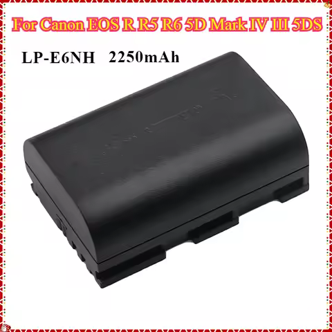 LP-E6NH LPE6NH 2250mAh Battery for Canon EOS R R5 R6 5D Mark IV III 5DS R 6D Mark II 70D 7D Mark II 