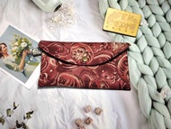 單層紅包袋-日本薄棉布暗紅日式風福神達摩不倒翁布紅包袋-存摺袋