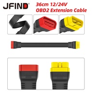 JFIND 36cm OBD2 Extension Cable 16 Pin Male To Female OBD 2 Connector 16Pin Diagnostic Tool for ELM3