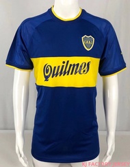 เสื้อเจอร์ซี่ Kaus Sepak Bola คุณภาพสูงของผู้ชาย2000/09/10/01 Boca บ้านย้อนยุคสามารถปรับแต่งได้