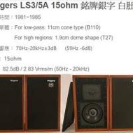 Rogers LS3/5A 15ohm 銀字銘牌  全個鋁合金結構(不連喇叭)