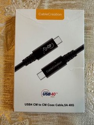 CableCreation Thunderbolt/USB4 Type-C to Type-C Cable 傳輸線 (Gen3, 40G, 5A, 0.8m)