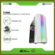 ♂ ⚽ ● Keytech T300 Mid Tower Gaming PC Case, T300 Mid Tower Gaming Case,Tempered Glass Side Panel