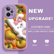 For OPPO Realme X2 XT X GT Neo 3T GT Neo 2 Q5 Pro Cartoon Orange White Rabbit Soft Leather Phone Casing Cover